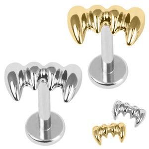 Titanium Internally Threaded Labrets 1.2mm - Titanium Emrys Vampire Fangs