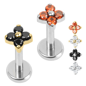 Titanium Internally Threaded Labrets 1.2mm - Titanium Ixora Flower
