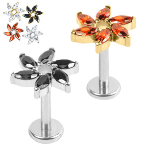 Titanium Internally Threaded Labrets 1.2mm - Titanium Jewelled Trekking Catherine Wheel