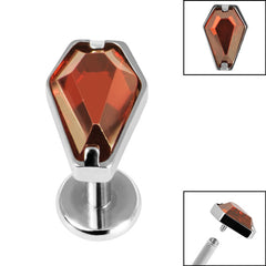 Titanium Internally Threaded Labrets 1.2mm - Titanium Claw Set Jewelled Coffin Shape