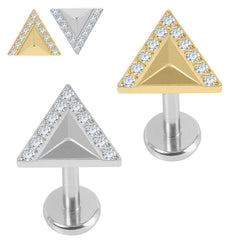 view all Titanium Internally Threaded Labrets 1.2mm - Titanium Jewelled Sankaku body jewellery