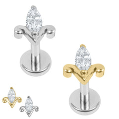 view all Titanium Internally Threaded Labrets 1.2mm - Titanium Jewelled Tulip body jewellery