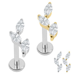 Titanium Internally Threaded Labrets 1.2mm - Tumbling Trio