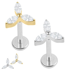 Titanium Internally Threaded Labrets 1.2mm - Titanium Jewelled Windmill