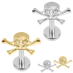view all Titanium Internally Threaded Labrets 1.2mm - Titanium Jolly Roger body jewellery