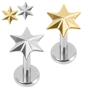 Titanium Internally Threaded Labrets 1.2mm - Titanium Radiant Star