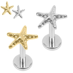 view all Titanium Internally Threaded Labrets 1.2mm - Titanium Starfish body jewellery