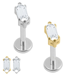 view all Titanium Internally Threaded Labrets 1.2mm - Titanium Vivus Baguette body jewellery