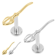 Titanium Internally Threaded Labrets 1.2mm - Titanium Witches Broomstick