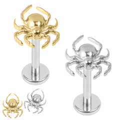 view all Titanium Internally Threaded Labrets 1.2mm - Titanium Wolf Spider body jewellery