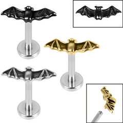 view all Titanium Internally Threaded Labrets 1.2mm - Steel Vampire Bat body jewellery