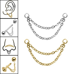 view all Titanium Piercing Double Connector Chains body jewellery