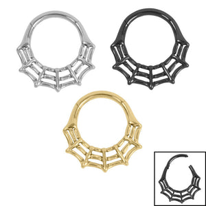Titanium Spider Web Hinged Clicker Ring