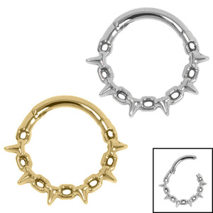 Titanium Spiked Chain Hinged Clicker Ring