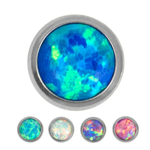 Titanium Threadless (Bend fit) (Infinity) Bezel Set Opal Disk