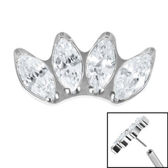 view all Titanium Threadless (Bend fit) Claw Set 4 CZ Jewel Marquise Fan body jewellery