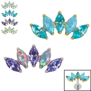 Titanium Threadless (Bend fit) (Infinity) Claw Set 5 Marquise Opal and Jewel Fan