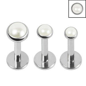 Titanium Threadless Labrets - Titanium (Bend-fit) Pearl Disks 