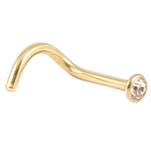 Zircon Steel Jewelled Nose Stud (Gold colour PVD)
