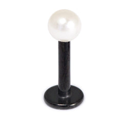 Black Steel Labret with Acrylic Pearl Ball 1.2mm