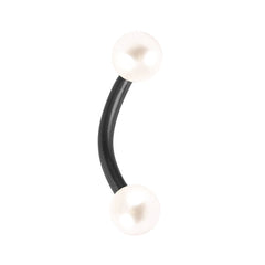 Black Steel Micro Curved Bar with Acrylic Pearl Balls 1.2mm