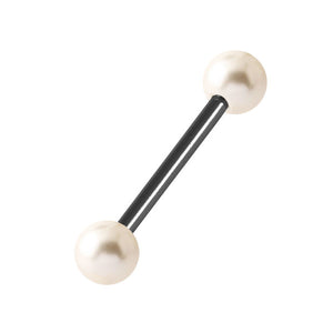 Black Steel Micro Barbell with Acrylic Pearl Balls 1.2mm