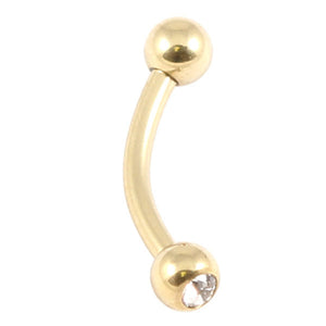Zircon Titanium Double Jewelled Micro Curved Barbell 1.2mm (Gold colour PVD)