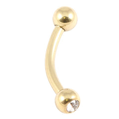 view all Zircon Titanium Double Jewelled Micro Curved Barbell 1.2mm (Gold colour PVD) body jewellery