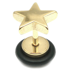 view all Zircon Steel Star Fake Plug (Gold colour PVD) body jewellery