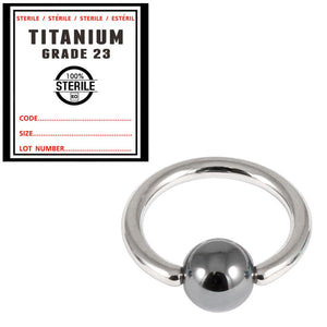 Sterile Titanium BCR with Hematite Bead