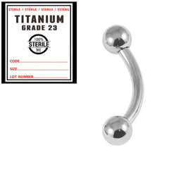 view all Sterile Titanium Curved Bar 1.6mm with 4-4 balls body jewellery