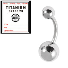 view all Sterile Titanium Belly Bar 1.6mm with 8-5 balls body jewellery