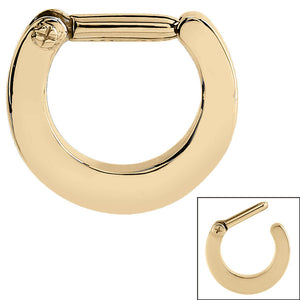 Zircon Steel Septum Clicker Ring Smooth (Gold colour PVD)