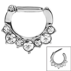 Steel Septum Clicker Ring Jewelled