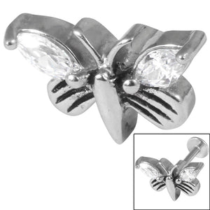 Steel Threaded Attachment - 1.2mm and 1.6mm Cast Steel Jewelled Butterfly