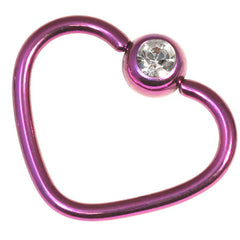 view all Titanium Coated Steel Jewelled Continuous Heart Twist Rings body jewellery