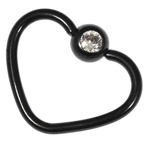 Black Steel Jewelled Continuous Heart Twist Rings