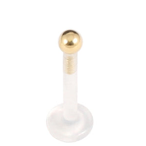 Bioflex Push-fit Labret with Zircon Steel Ball (Gold colour PVD)