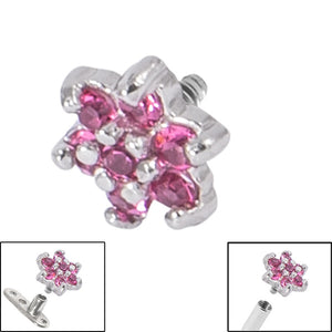 Steel Claw Set Jewelled Flower for Internal Thread shafts in 1.6mm (1.2mm). Also fits Dermal Anchor