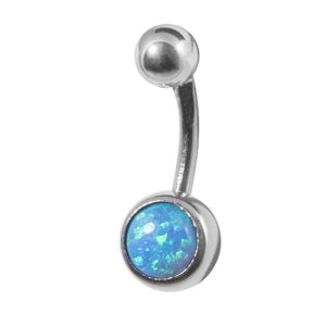 Belly Bar - Steel with Inset Opal