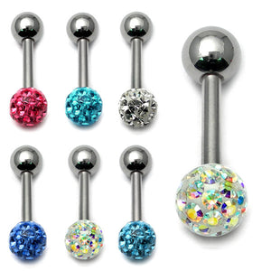 Smooth Glitzy Ball Barbell Single Ended with 4mm balls