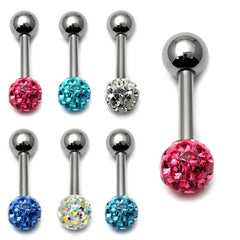 Smooth Glitzy Ball Micro Bar Single Ended with 3mm Balls in 1.2mm Gauge