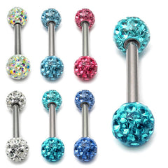 Smooth Glitzy Ball Barbell Double Ended with 4mm Balls