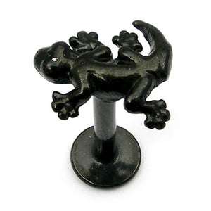 Black Steel Labret with Black Steel Gecko