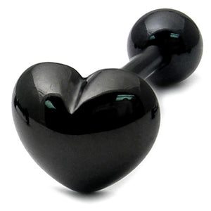 Black Steel Barbell with Black Steel Heart 1.6mm