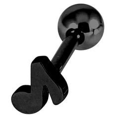 Black Steel Barbell with Black Steel Music Note 1.6mm