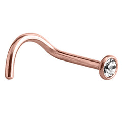 Rose Gold Steel Jewelled Nose Stud