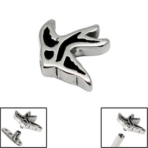 Steel Flying Swallow for Internal Thread shafts in 1.6mm (1.2mm). Also fits Dermal Anchor