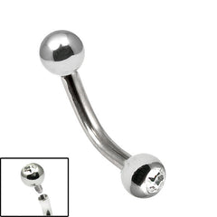 Titanium Internally Threaded Curved Bar 1.6mm - Jewelled