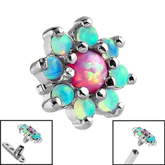 view all Steel Claw Set 8 Point Opal Flower for Internal Thread shafts in 1.6mm. Also fits Dermal Anchor body jewellery